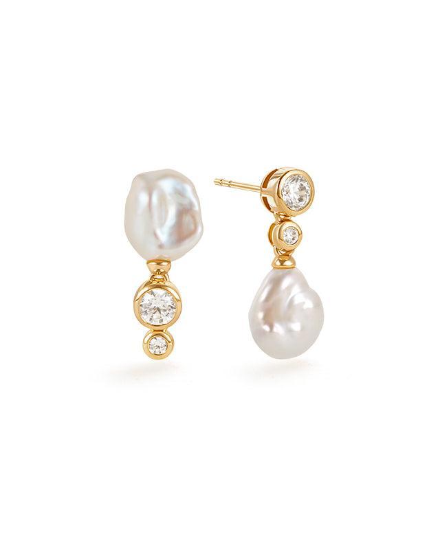 Pearl Earrings with Flower Petal Design