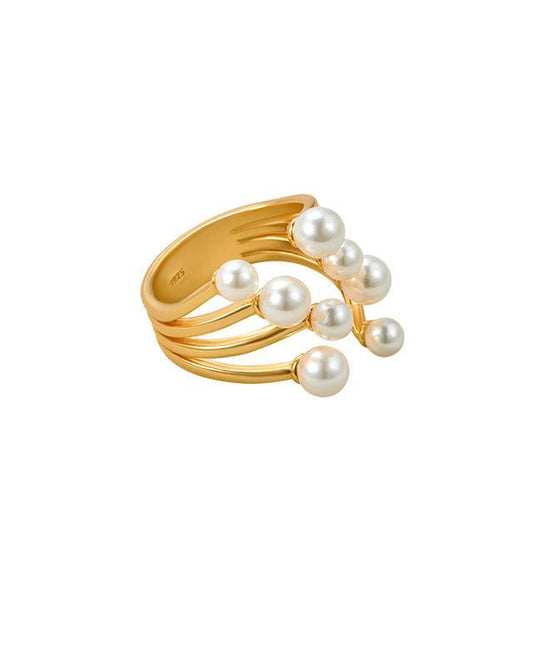 Elegant Flowing Light Pearl Ring Design