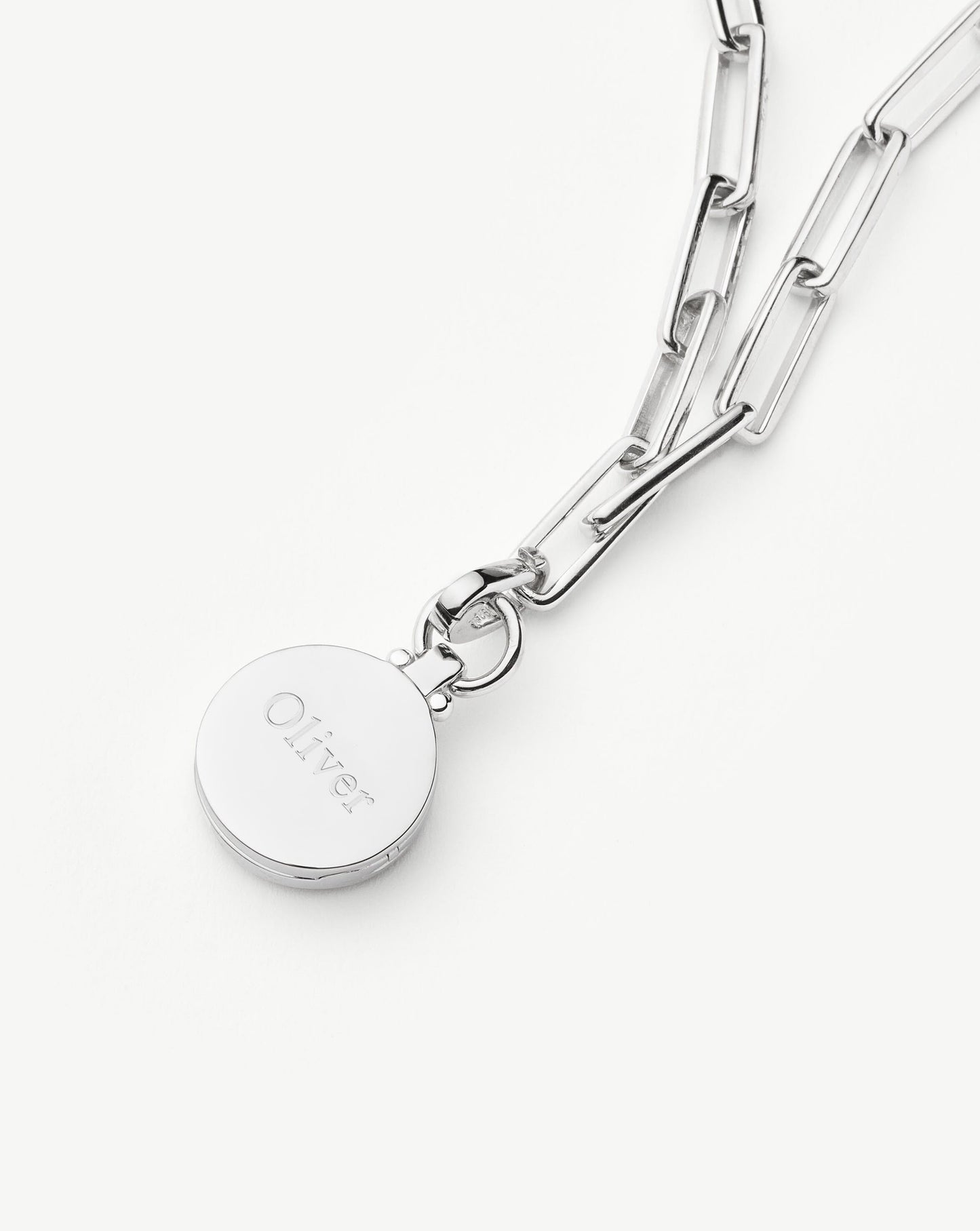 Engravable Round Locket Necklace with Chain