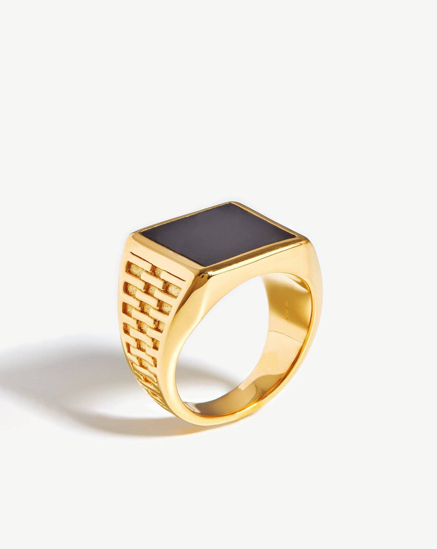 Woven Gemstone Square Signet Ring in 18k Gold Vermeil