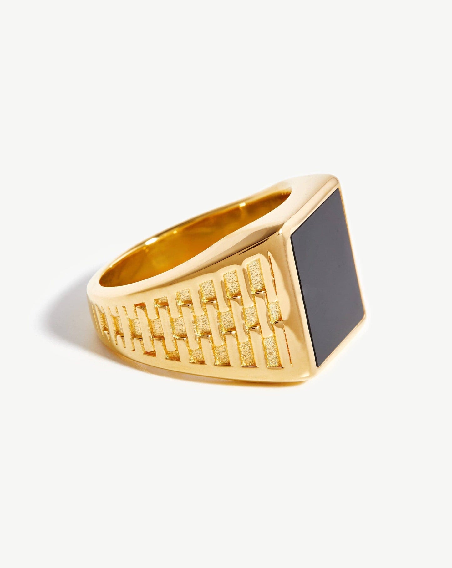 Woven Gemstone Square Signet Ring in 18k Gold Vermeil