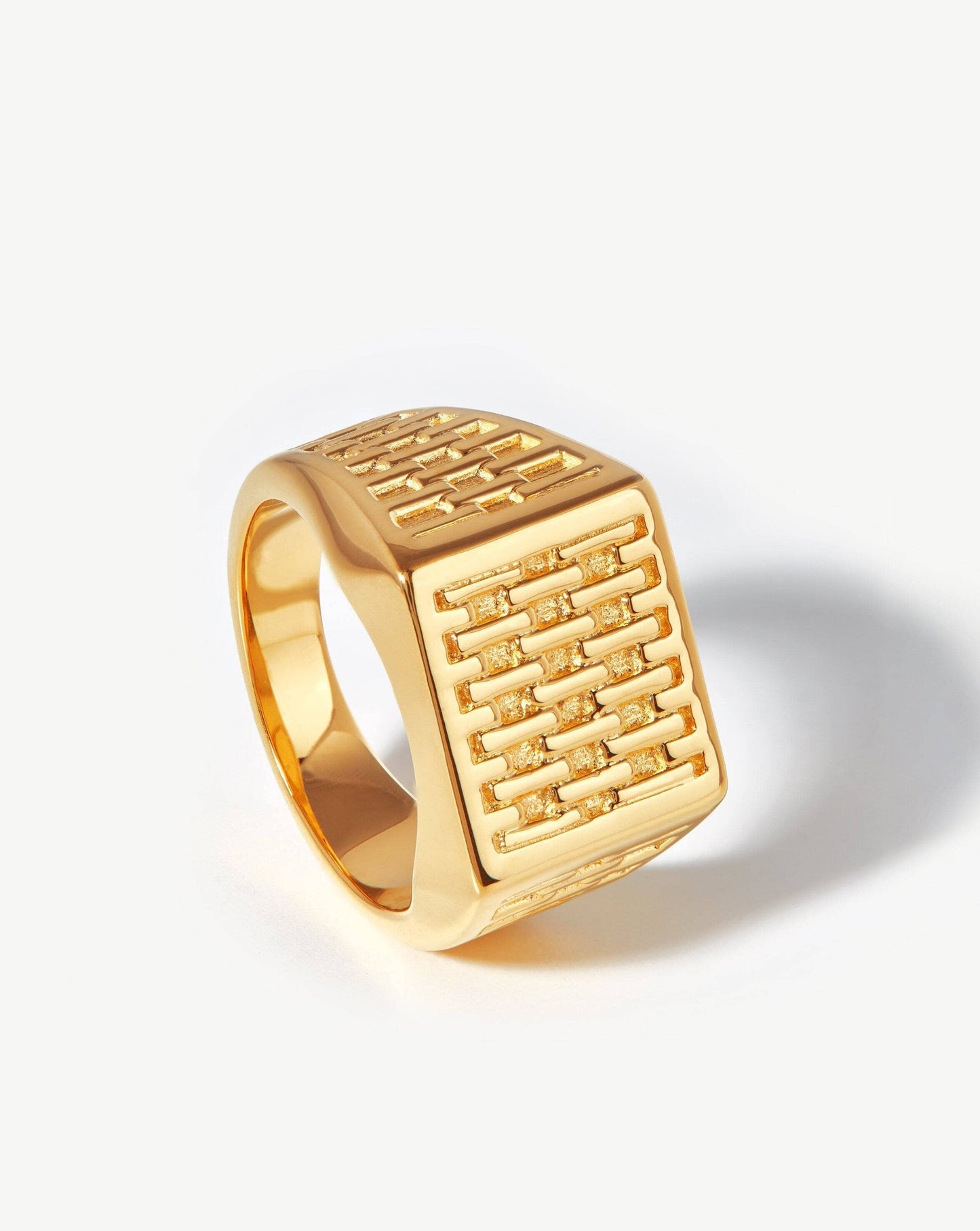 Woven Square Signet Ring in 18k Gold Vermeil