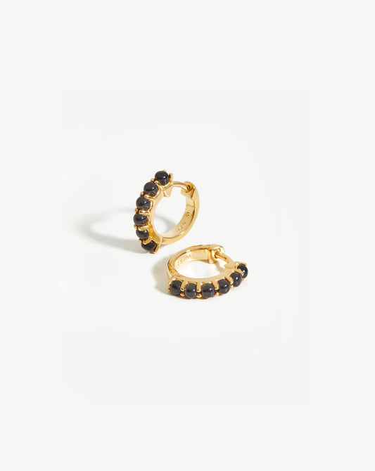 Gold Vermeil Black Onyx Gemstone Huggie Earrings