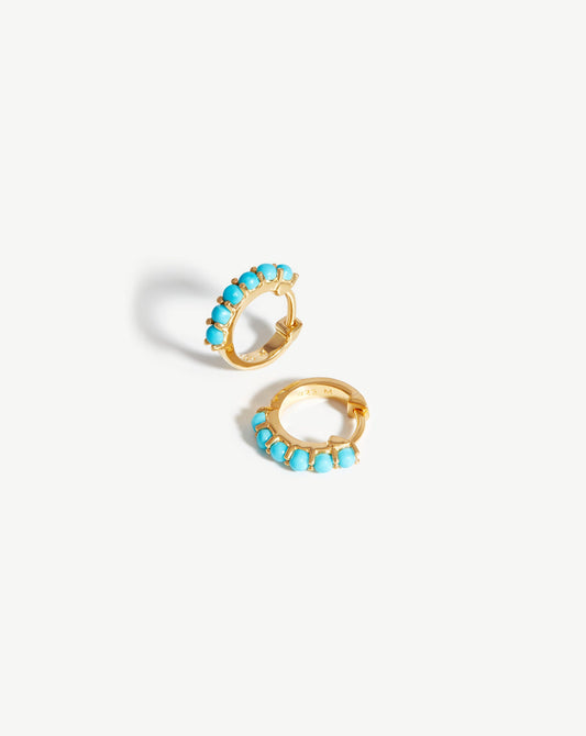 Turquoise Gemstone Huggies in 18k Gold Vermeil