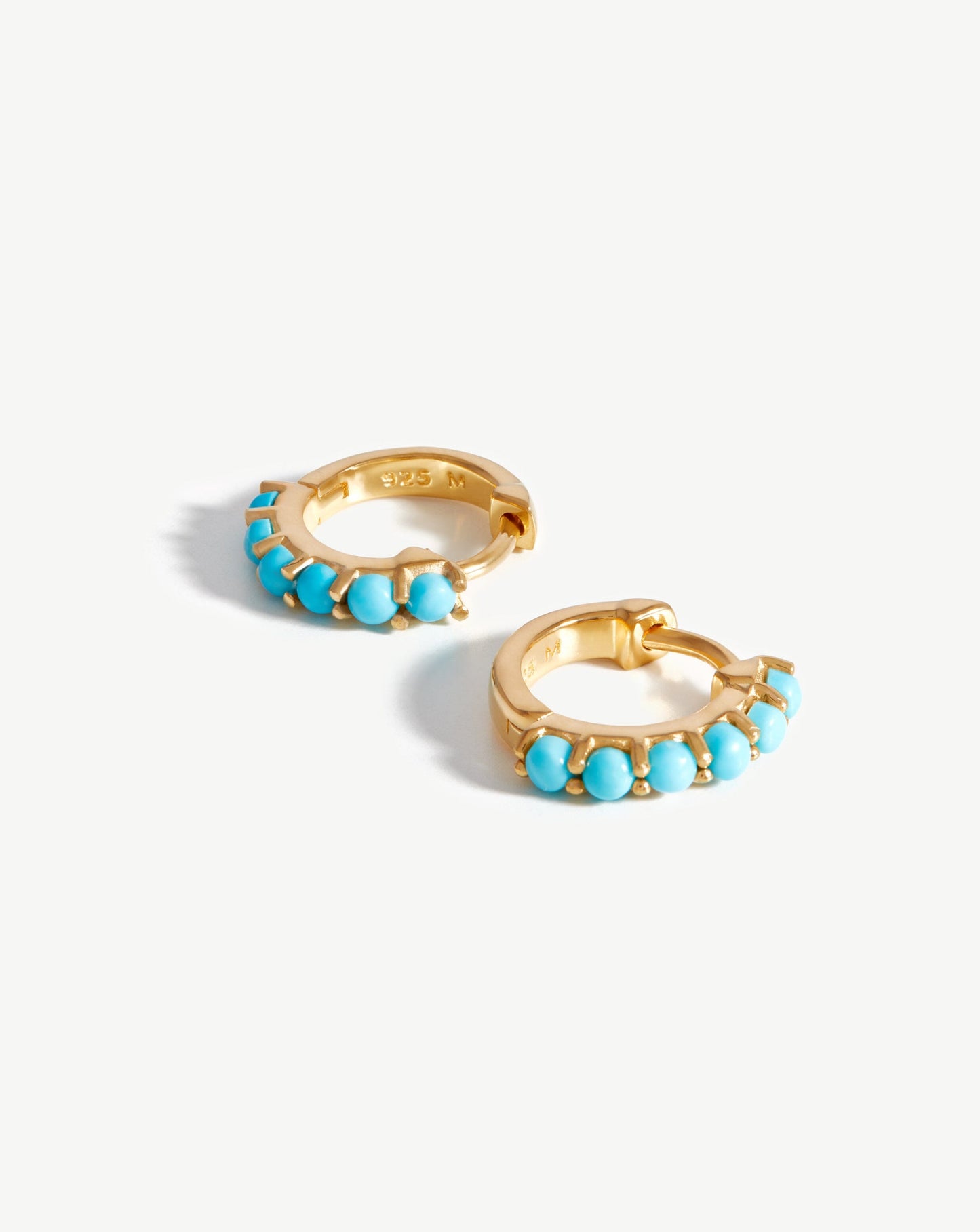 Turquoise Gemstone Huggies in 18k Gold Vermeil