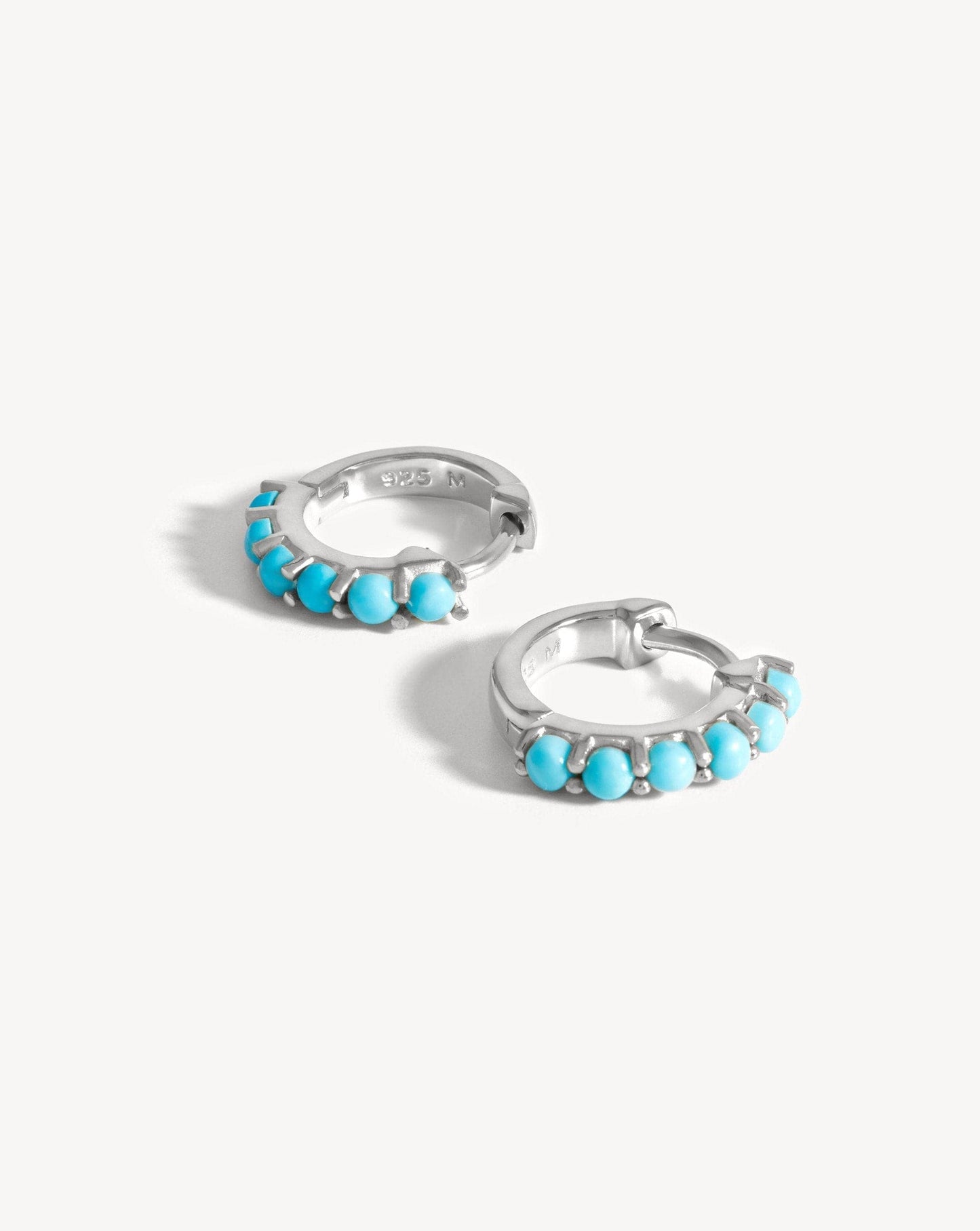 Sterling Silver Turquoise Gemstone Huggie Earrings