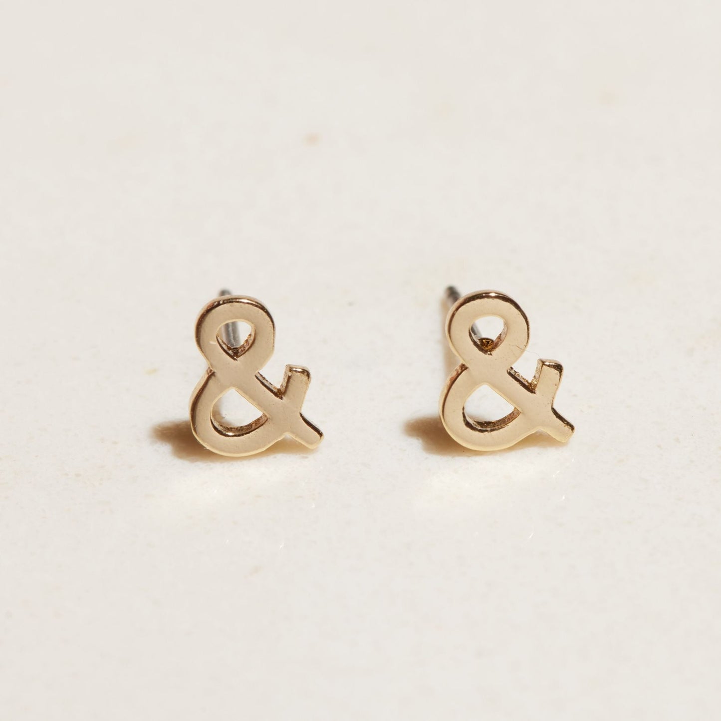 Gold Ampersand Stud Earrings Fashion Style