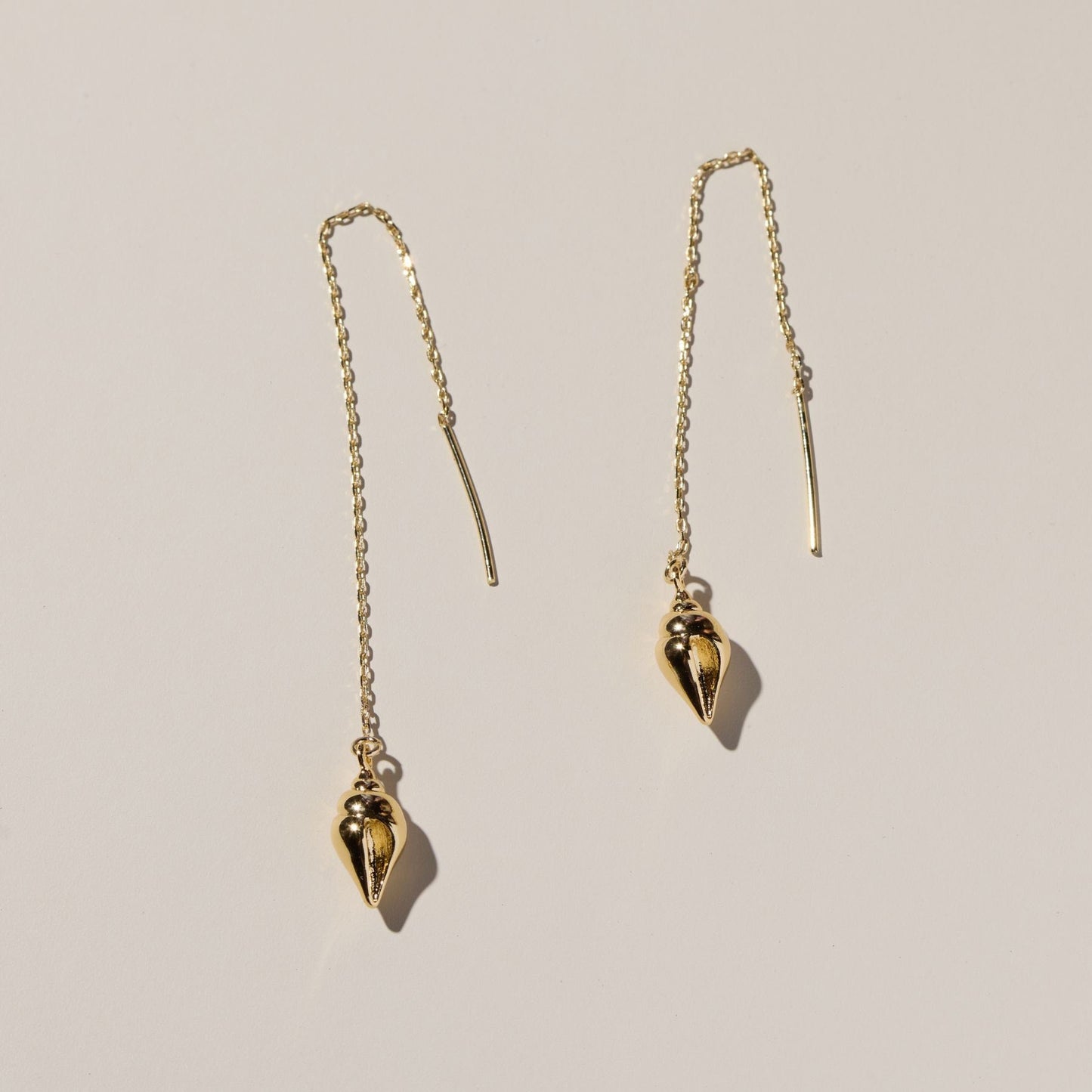 Gold Conch Shell Threader Earrings Design