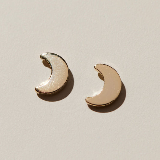 Elegant Gold Crescent Stud Earrings