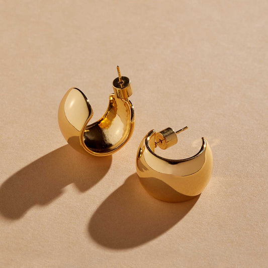 Gold Dome Hoop Earrings