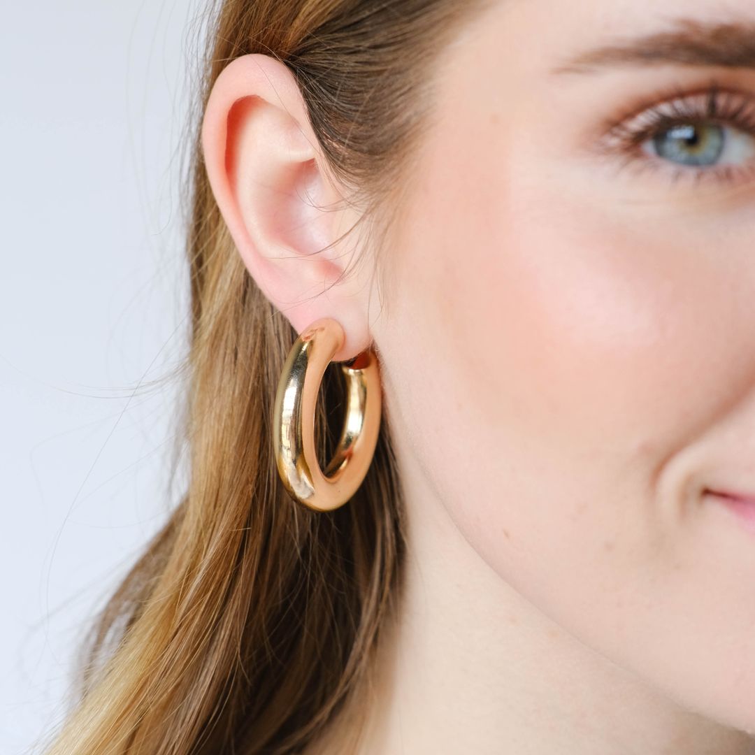 Gold Hoop Earrings in Donut Style