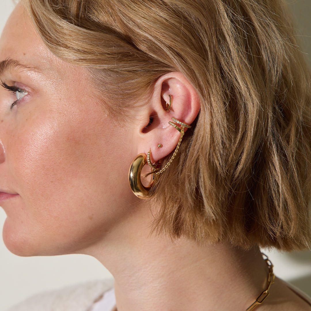 Gold Hoop Earrings in Donut Style