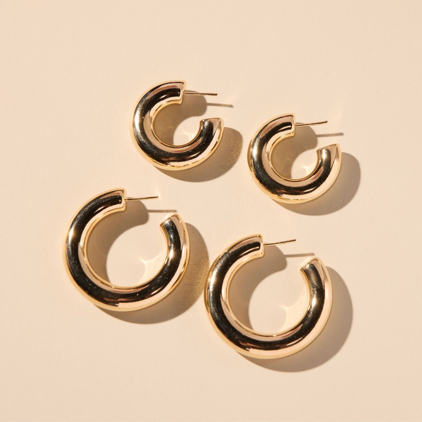 Gold Hoop Earrings in Donut Style