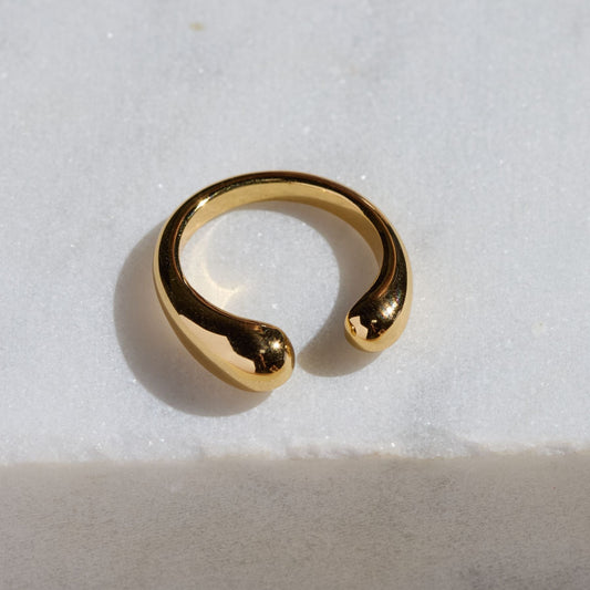 Double Round-Ended Gold Ring for Women