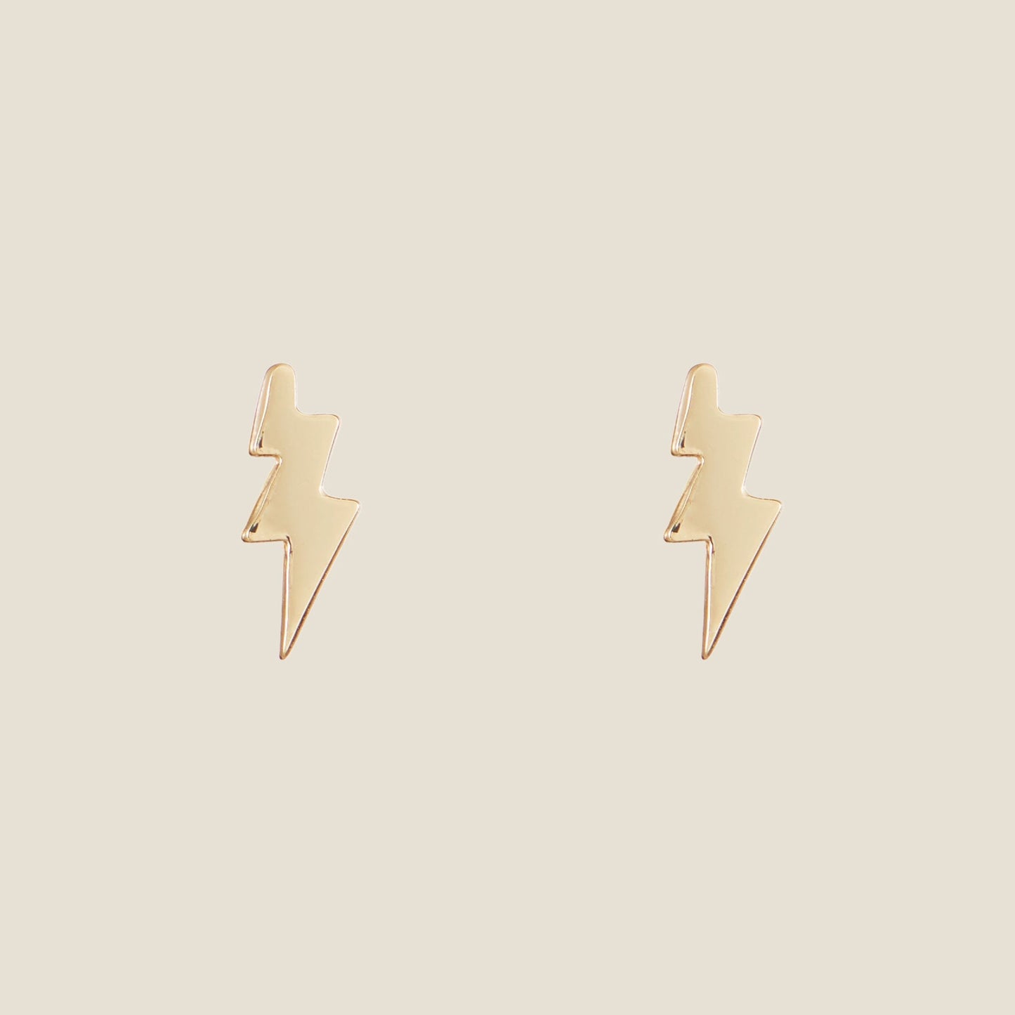 Gold Lightning Bolt Stud Earrings