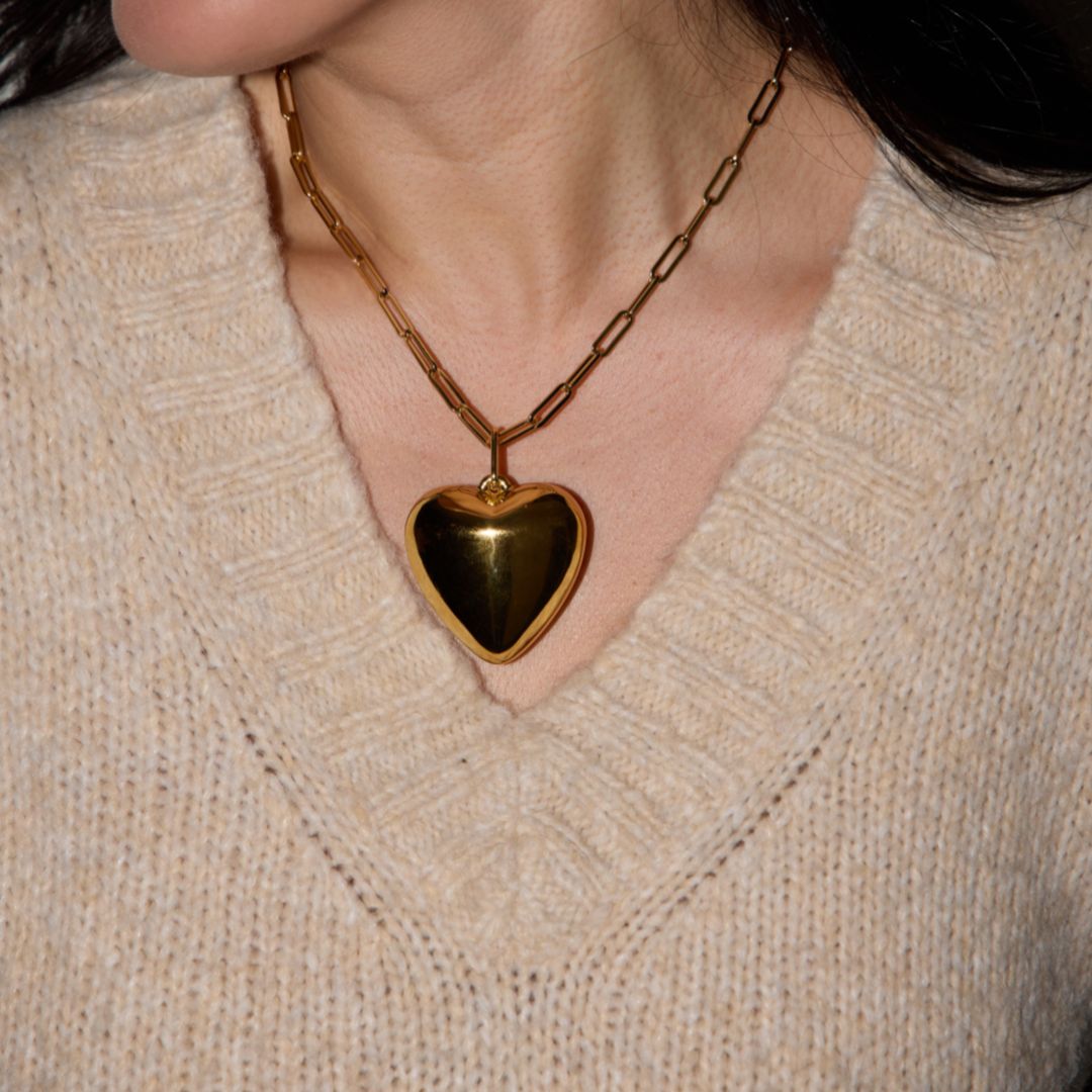 Oversized Heart Charm in Gold Material