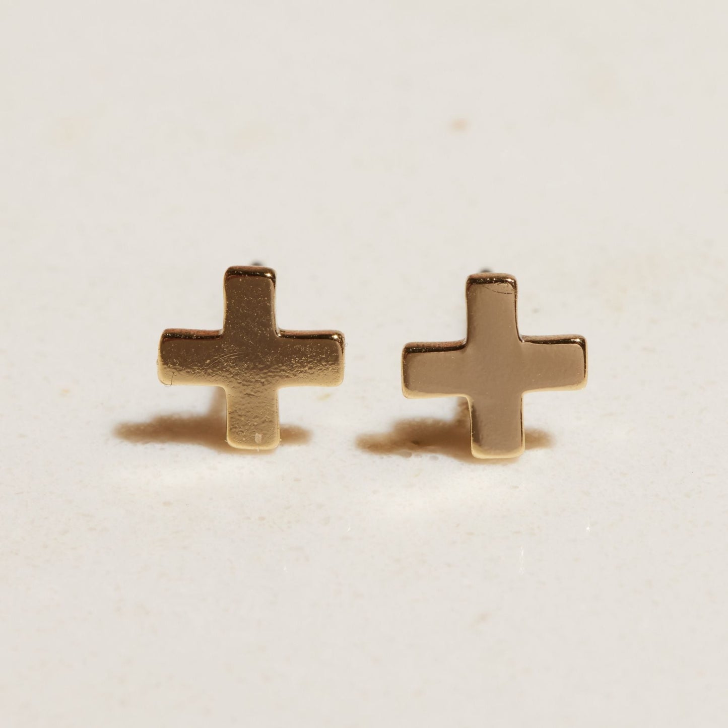 Gold Swiss Cross Stud Earrings