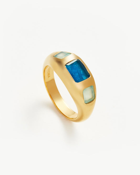 Triple Gemstone Statement Ring in 18k Gold Plated 1