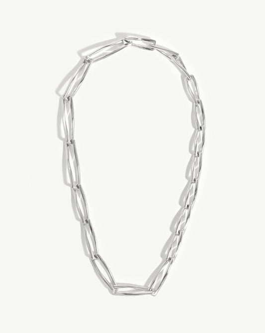 Chunky Twisted Link Necklace in Silver Plated