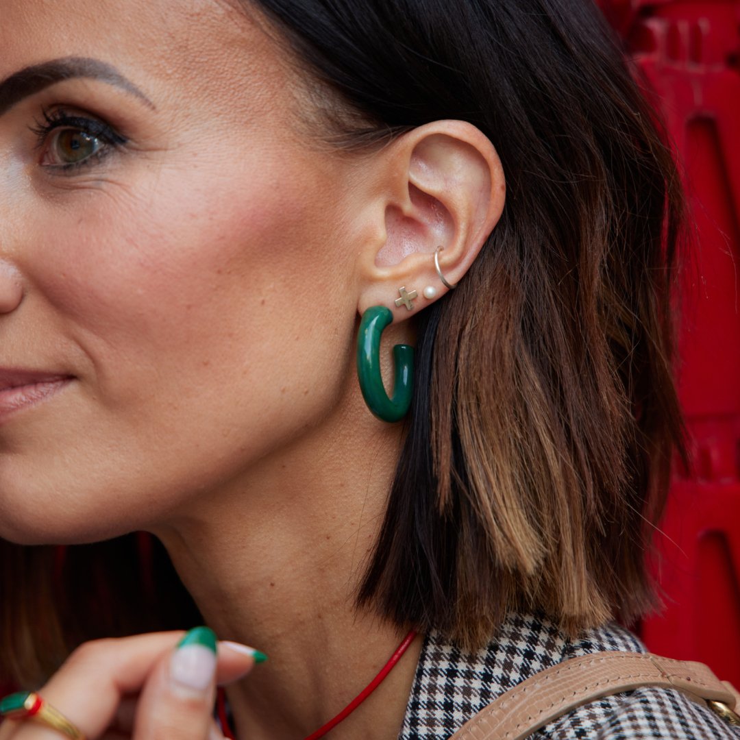 Green Acrylic Hoop Earrings