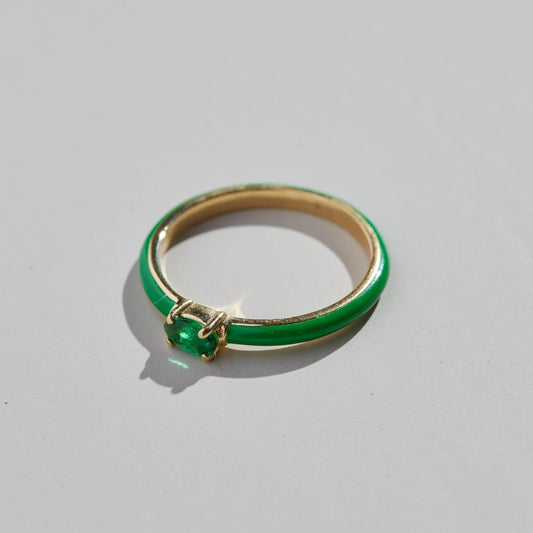 Green Enamel Ring in Rowan Style