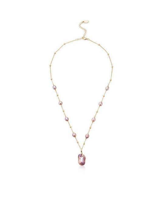 Baroque Pearl Necklace with Gypsophila Design