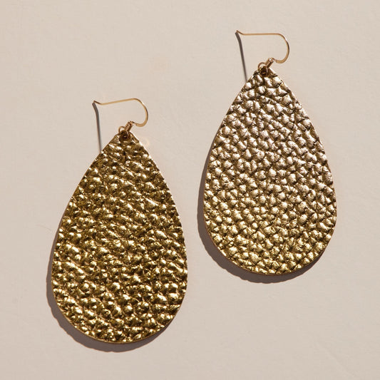 Hammered Gold Teardrop Earrings Design