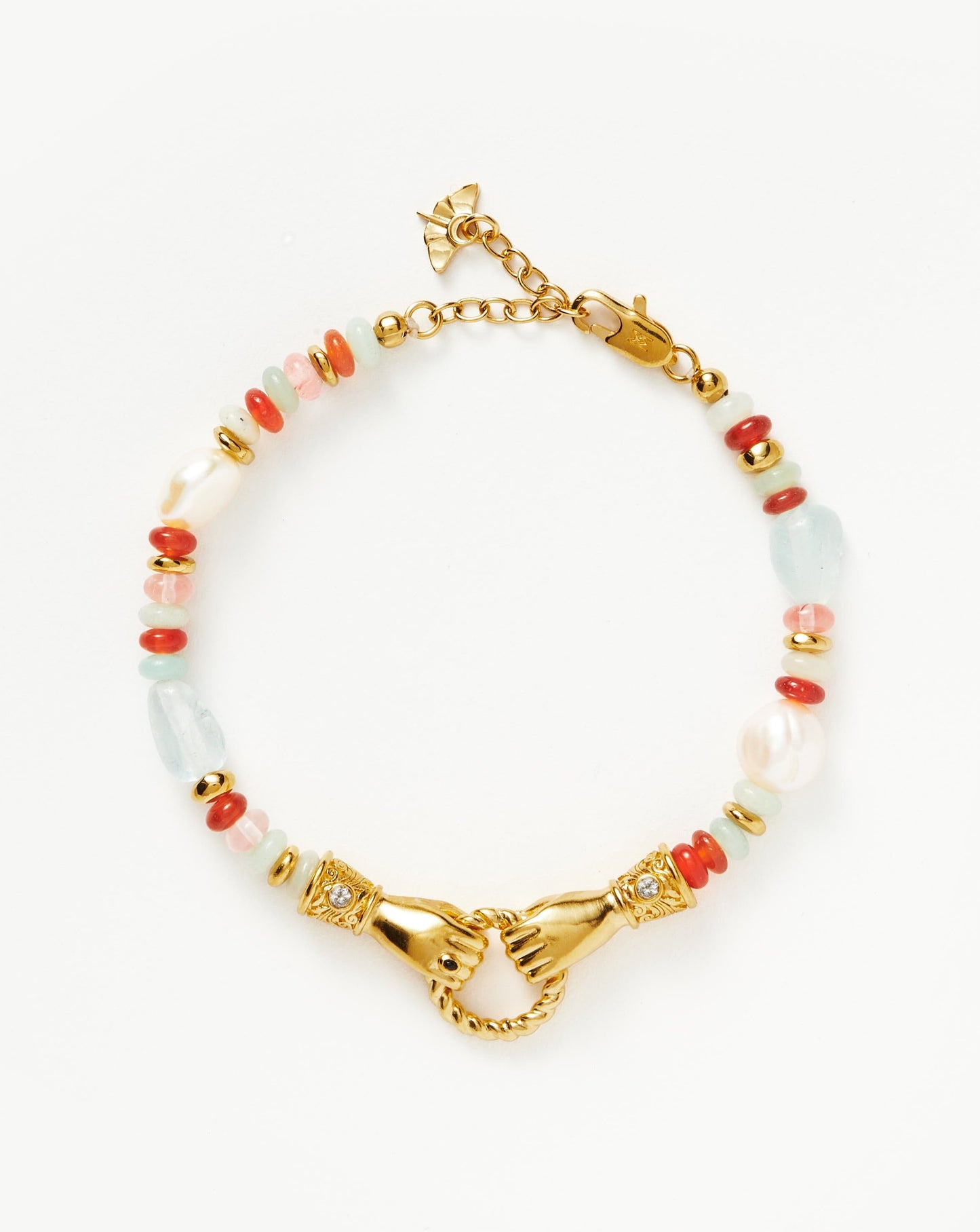 Beaded Gemstone Bracelet with Gold Plating and Pearls 3