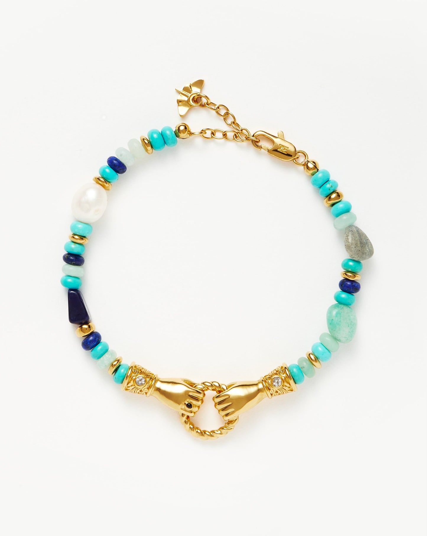 Beaded Gemstone Bracelet with 18k Gold Plating