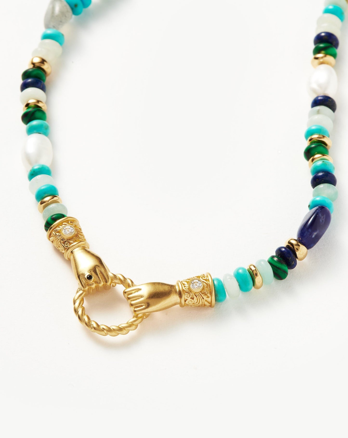 Beaded Gemstone Necklace with 18k Gold Plating