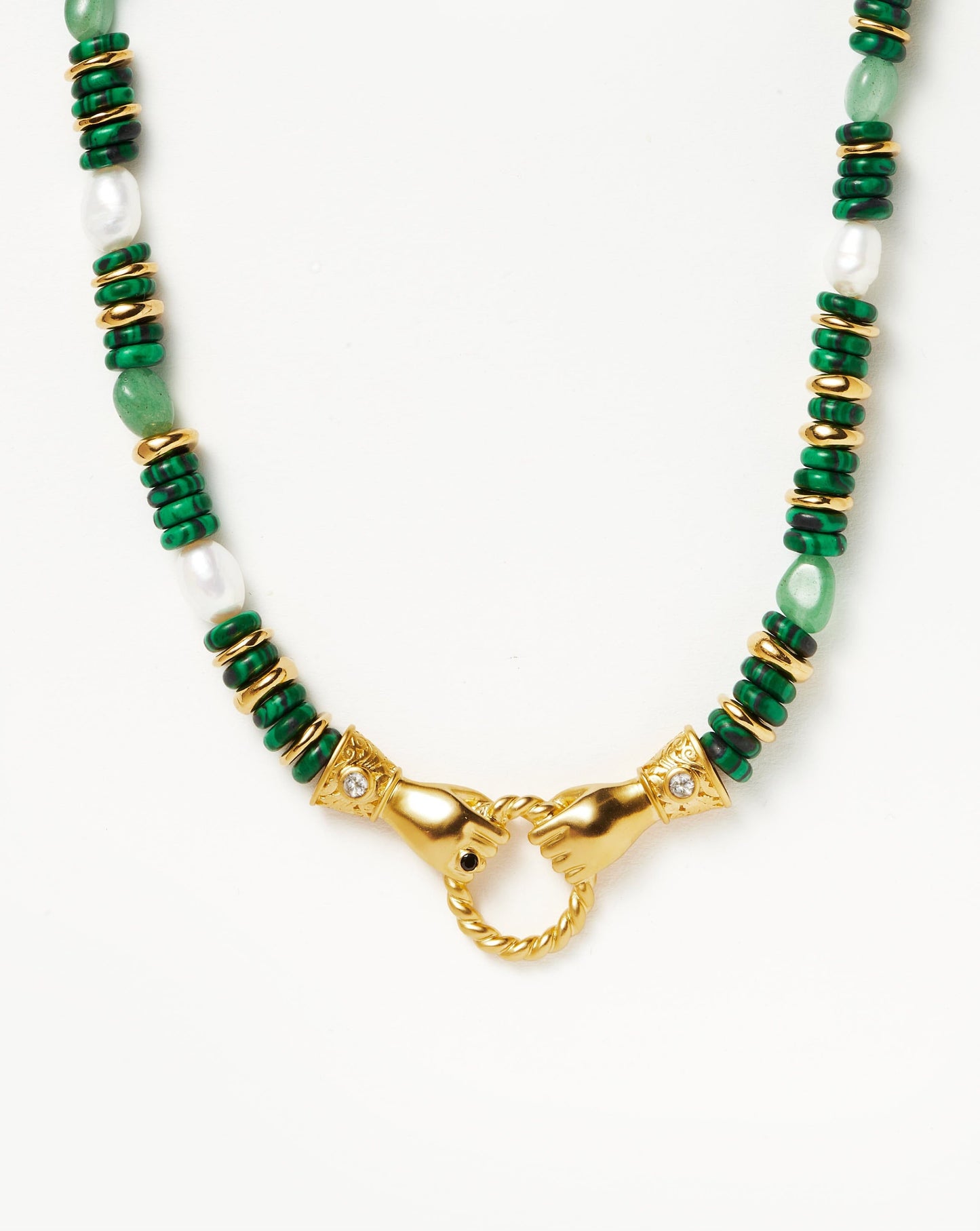 Chunky Beaded Gemstone Necklace with Gold Plating