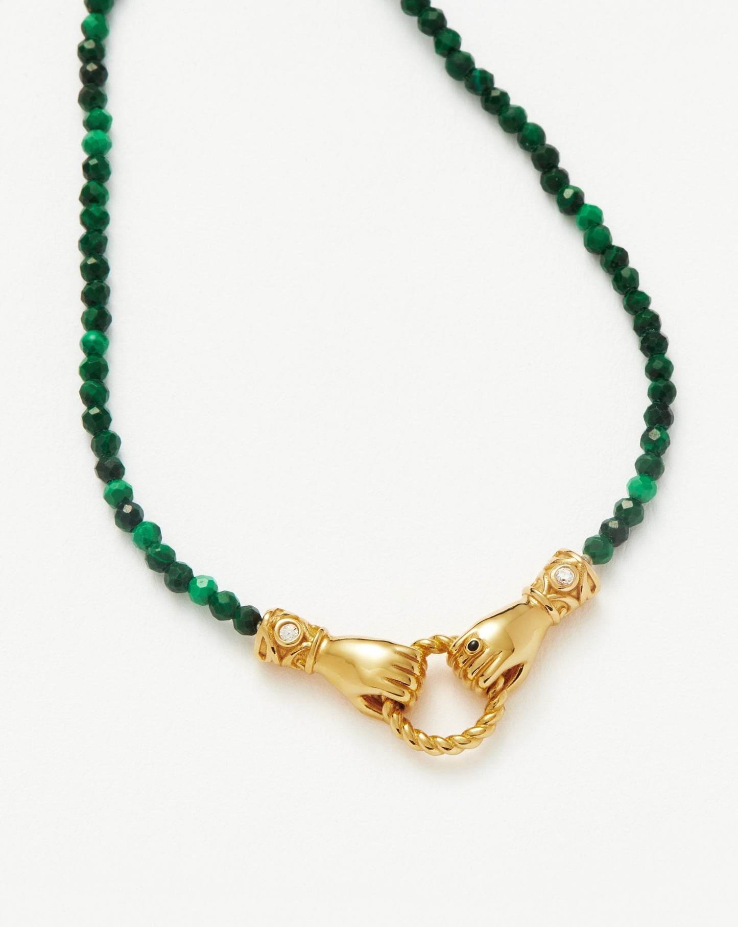 18k Gold Plated Malachite Beaded Gemstone Bracelet