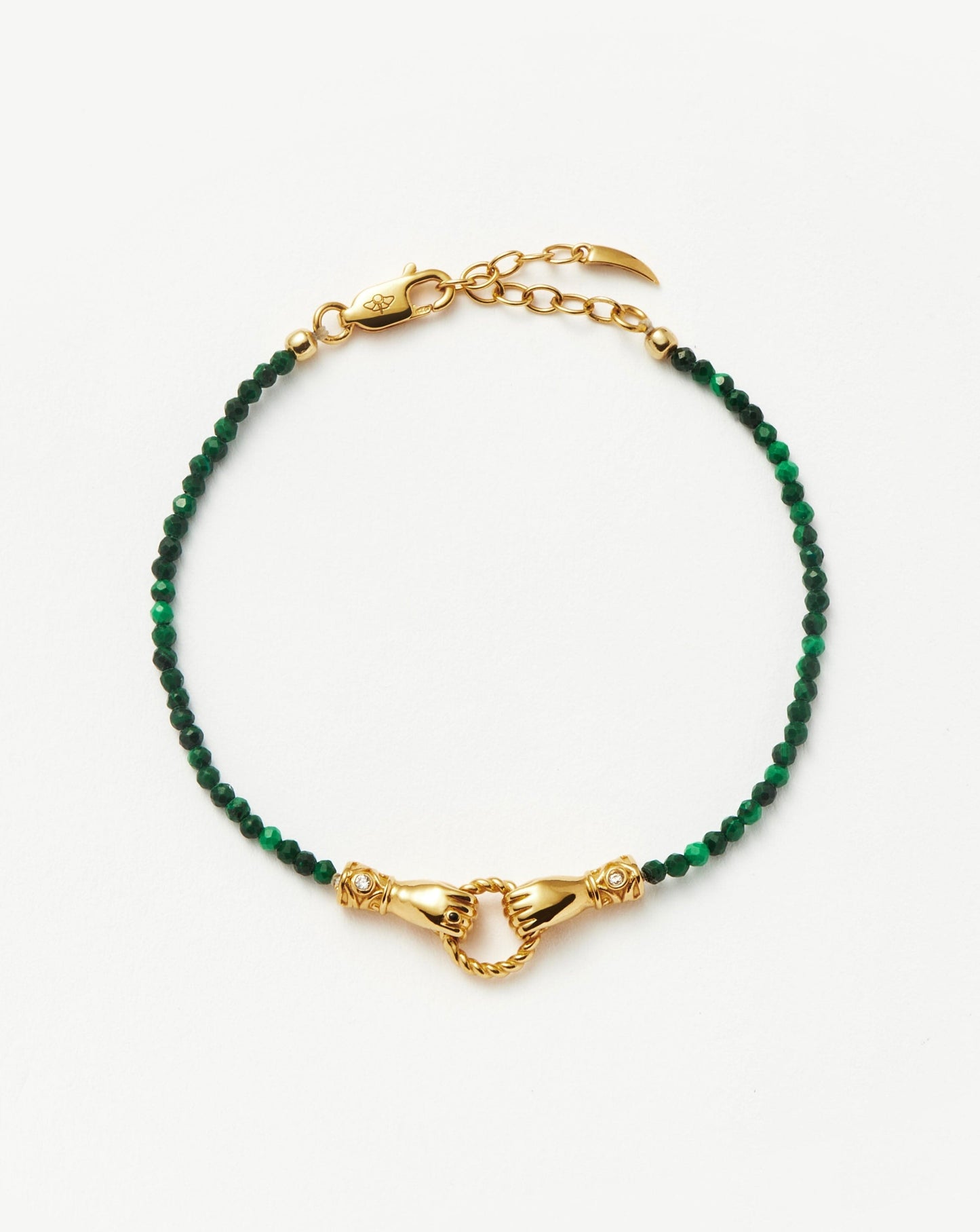 18k Gold Plated Malachite Beaded Gemstone Bracelet