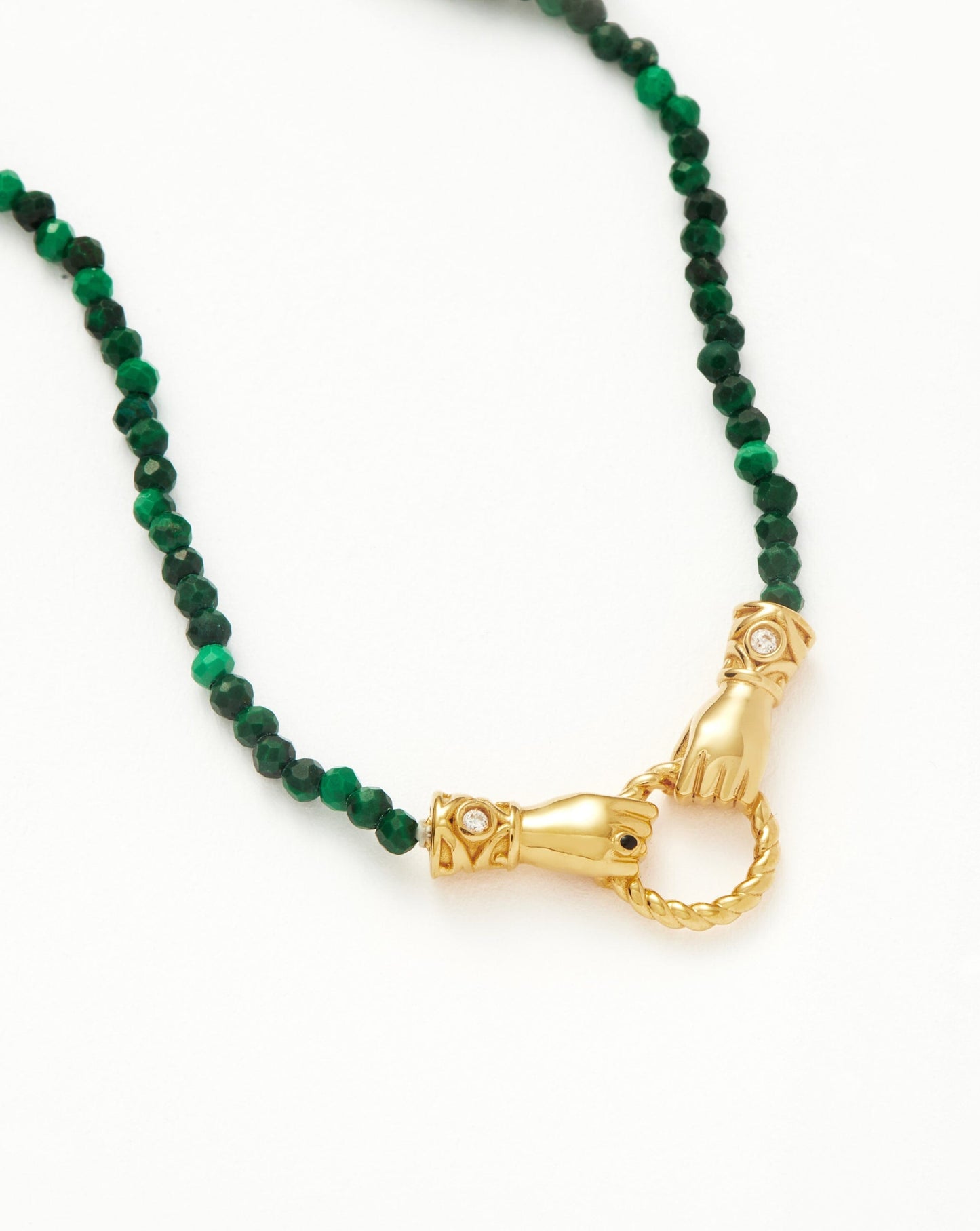 Mini Beaded Gemstone Necklace in 18k Gold Plated Malachite