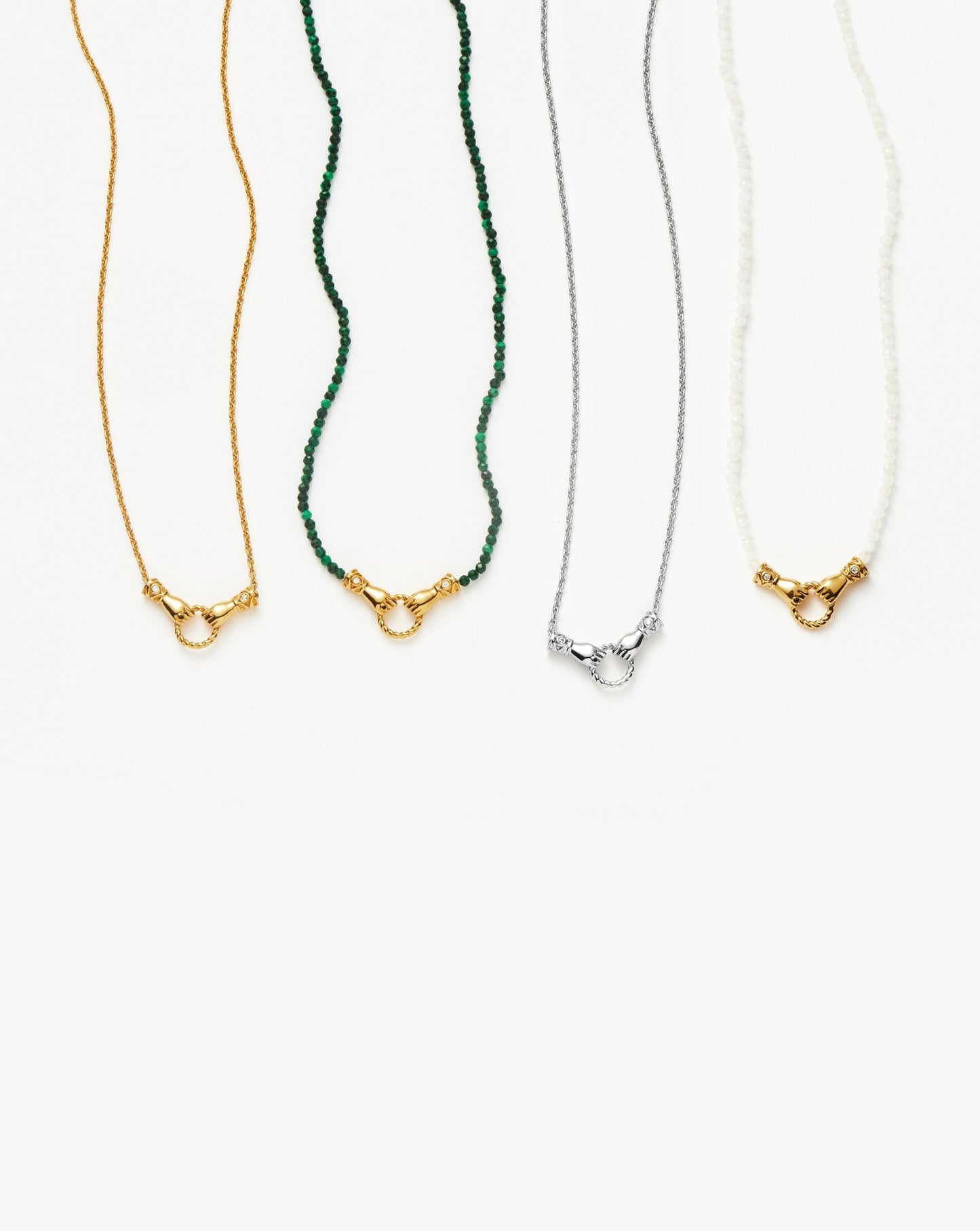 Mini Beaded Gemstone Necklace in 18k Gold Plated Malachite