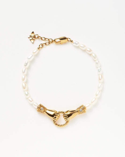 18k Gold Plated Pearl and Black Onyx Bracelet