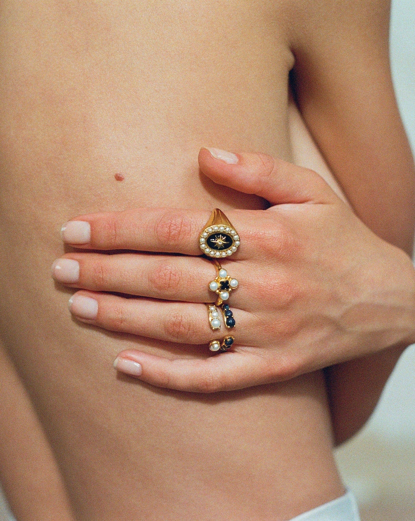 18k Gold Vermeil and Black Onyx Openness Ring