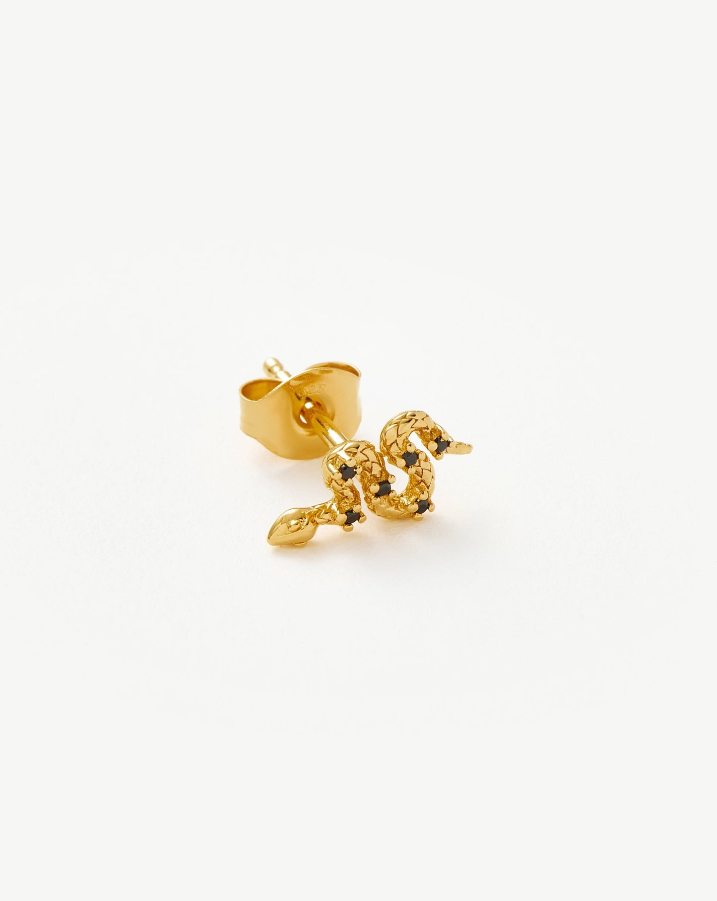 Single Serpent Stud Earring in 18k Gold Vermeil and Black Onyx