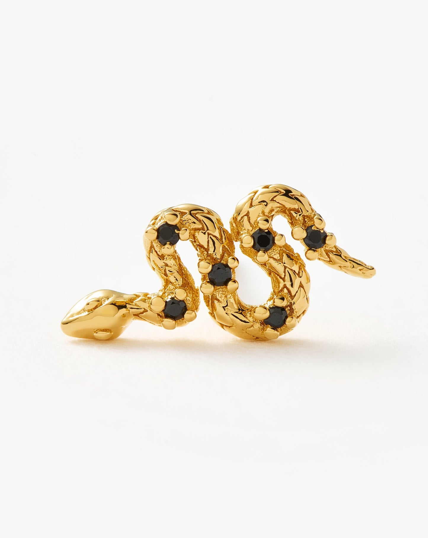 Single Serpent Stud Earring in 18k Gold Vermeil and Black Onyx