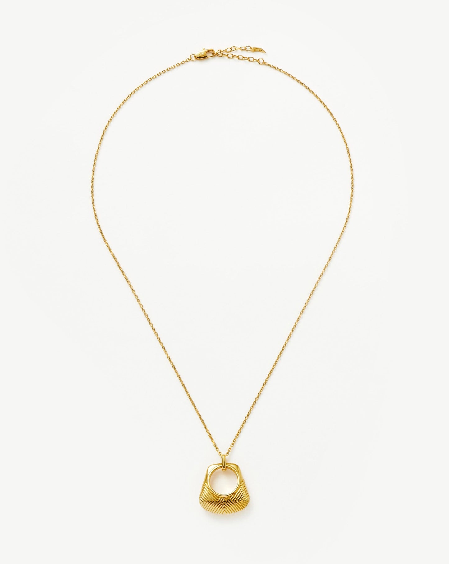 Gold Plated Pendant Necklace with Ridge Design