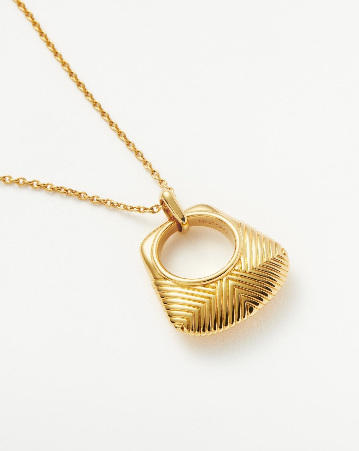 Gold Plated Pendant Necklace with Ridge Design