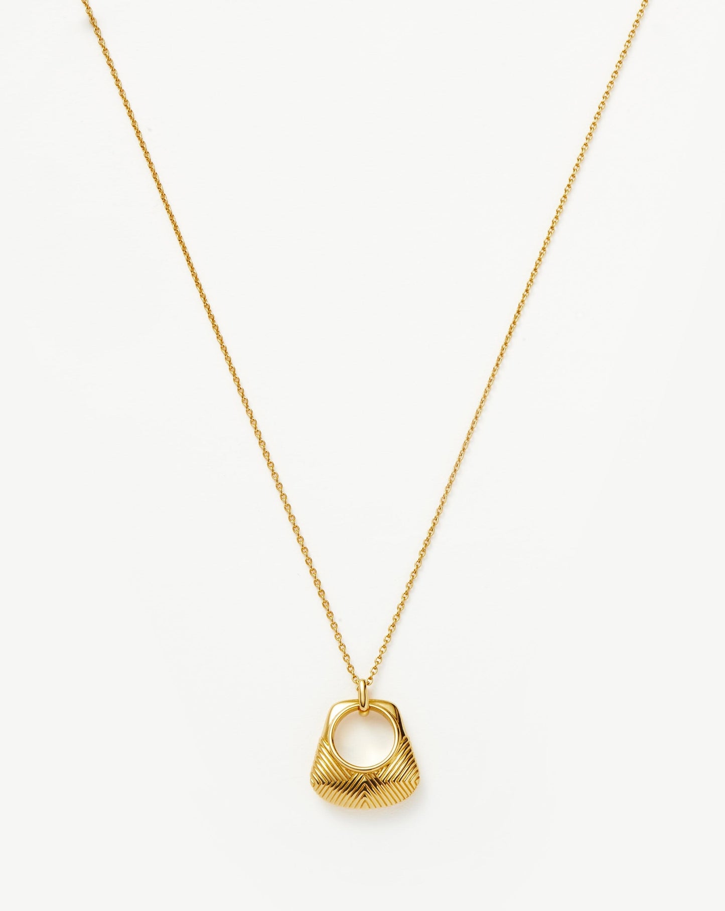 Gold Plated Pendant Necklace with Ridge Design