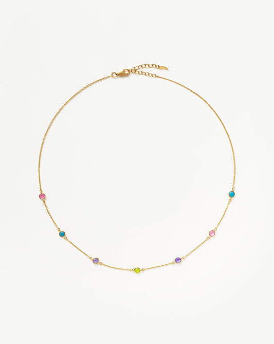 Multi Gemstone Choker Necklace in Colorful Design