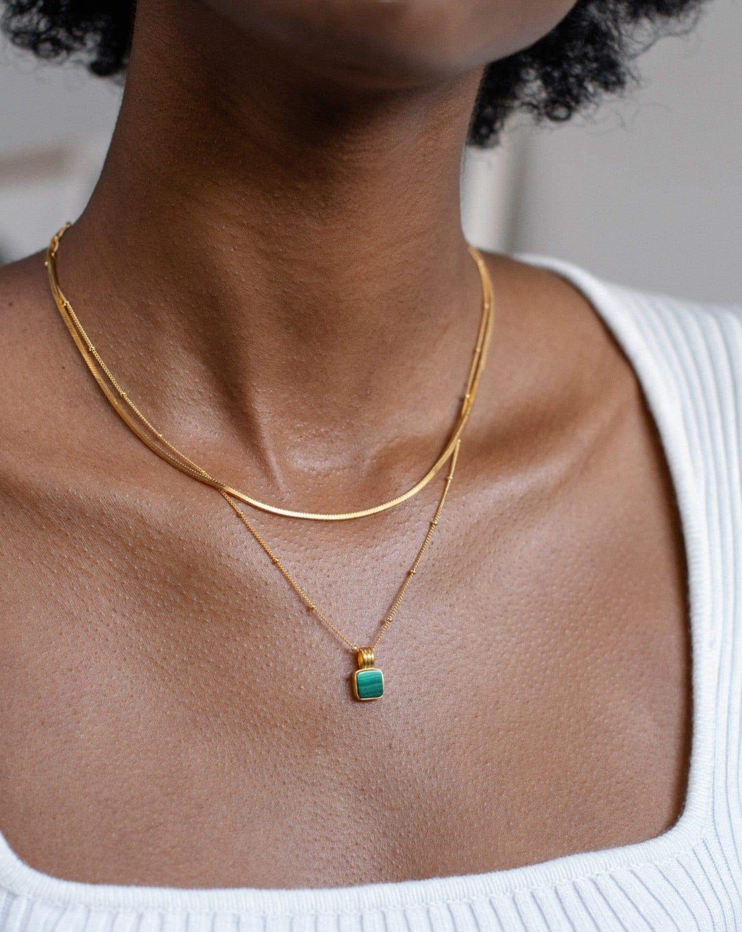 Malachite Necklace Set in 18k Gold Vermeil