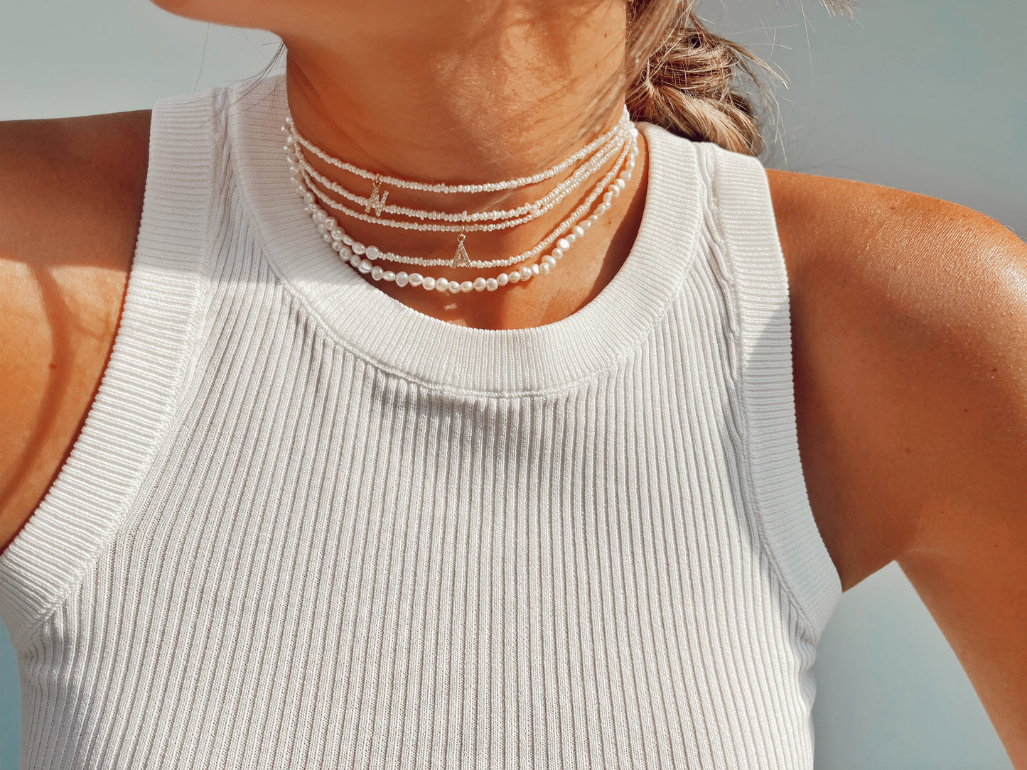 Simple Dainty Pearl Choker Necklace