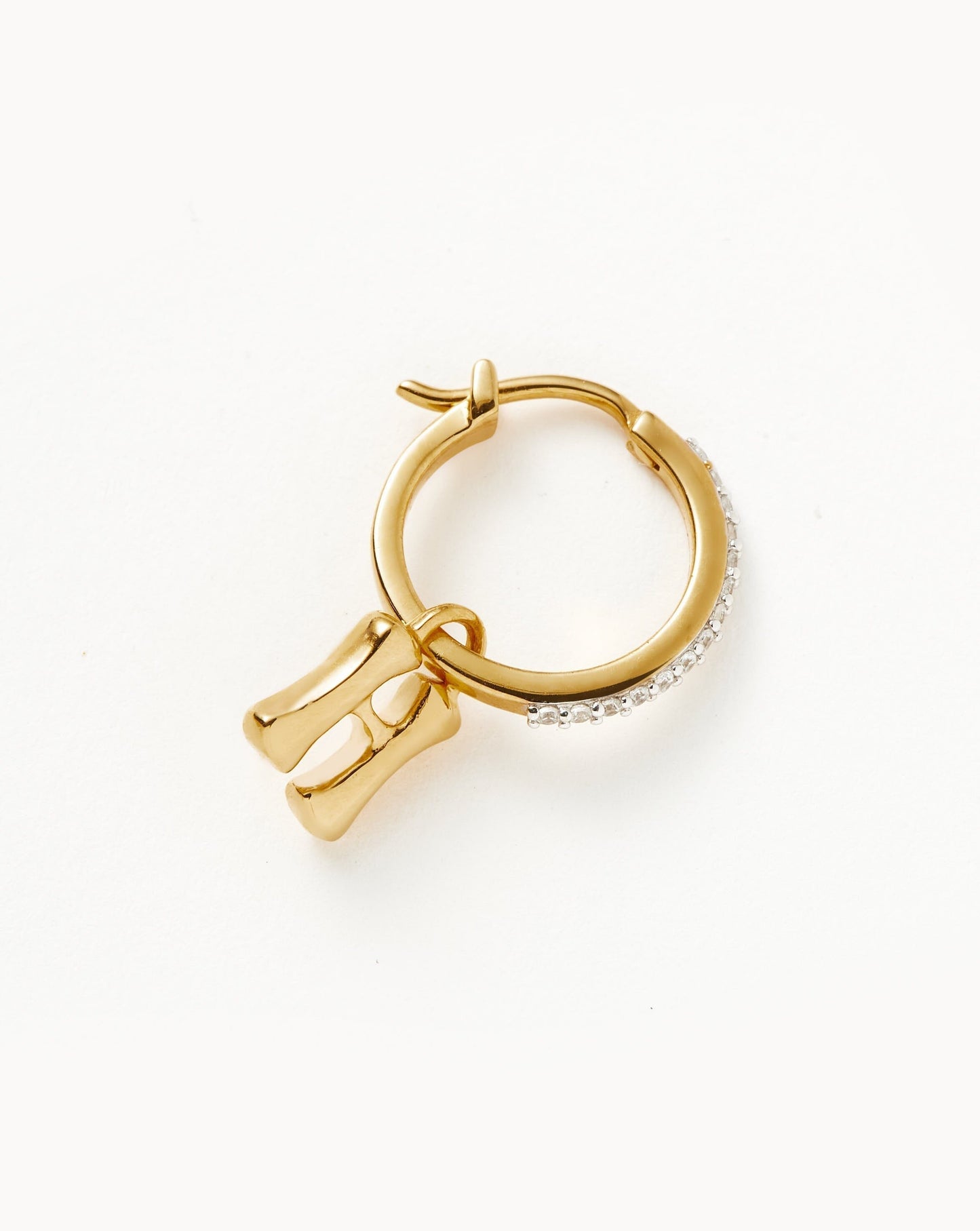 18k Gold Vermeil Initial Charm Hoop Earring