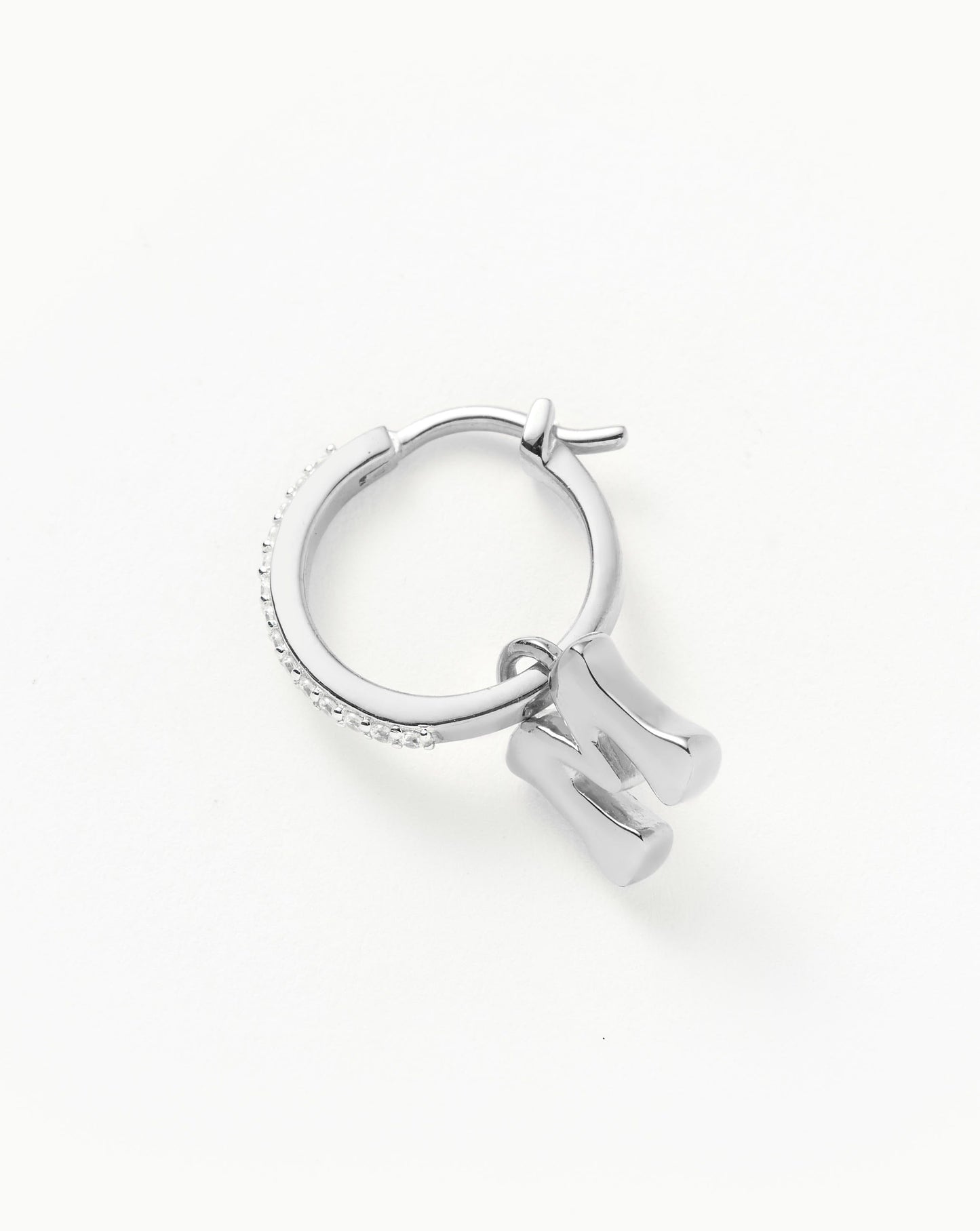 Sterling Silver Initial Single Charm Hoop Earrings