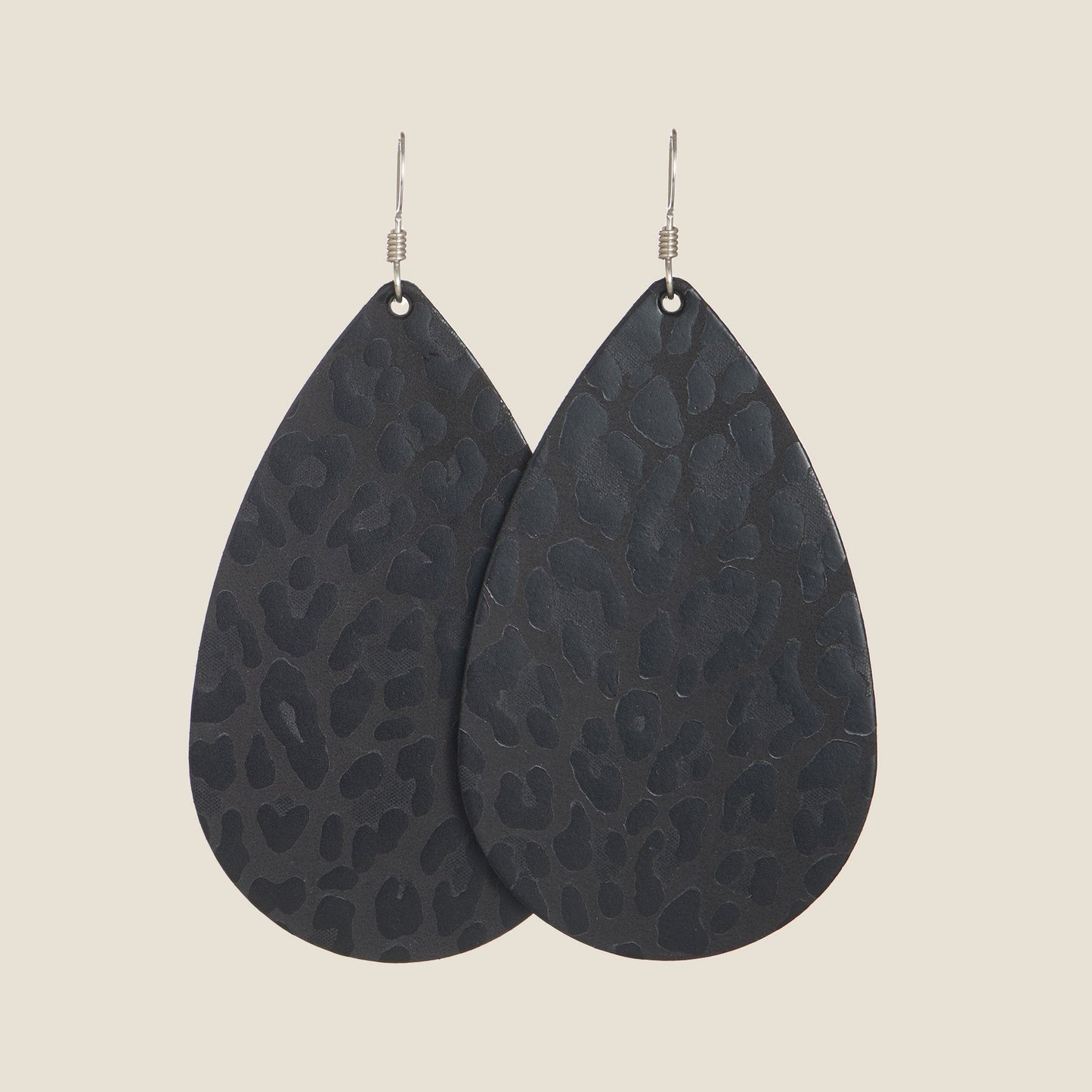 Leopard Print Teardrop Earrings in Ink Design