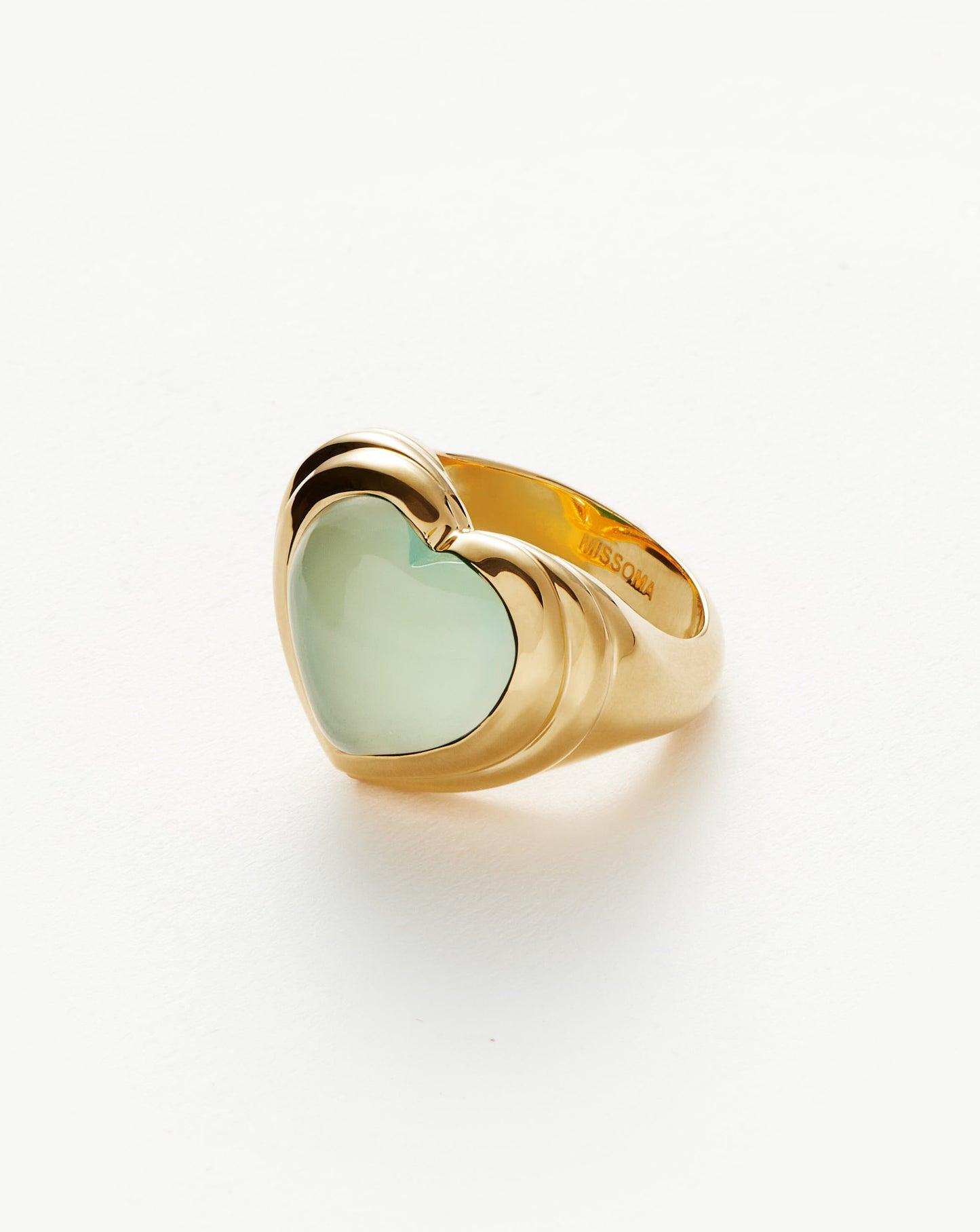 Aqua Chalcedony Gemstone Ring in 18k Gold Plated