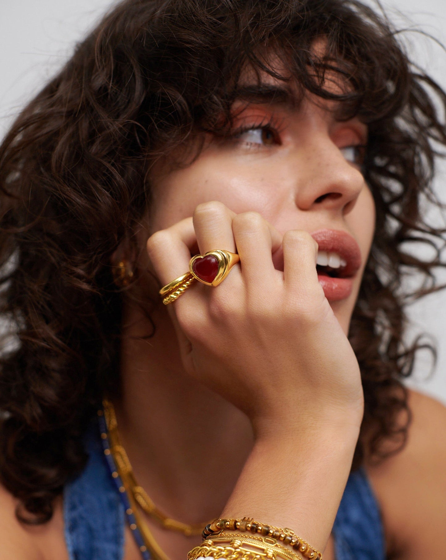 Pink Quartz Gemstone Ring in 18k Gold Plating